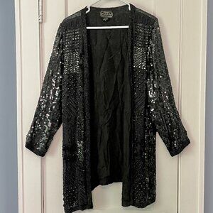 Jean for Joseph Le Bon vintage 100% silk black sequin beaded jacket size large